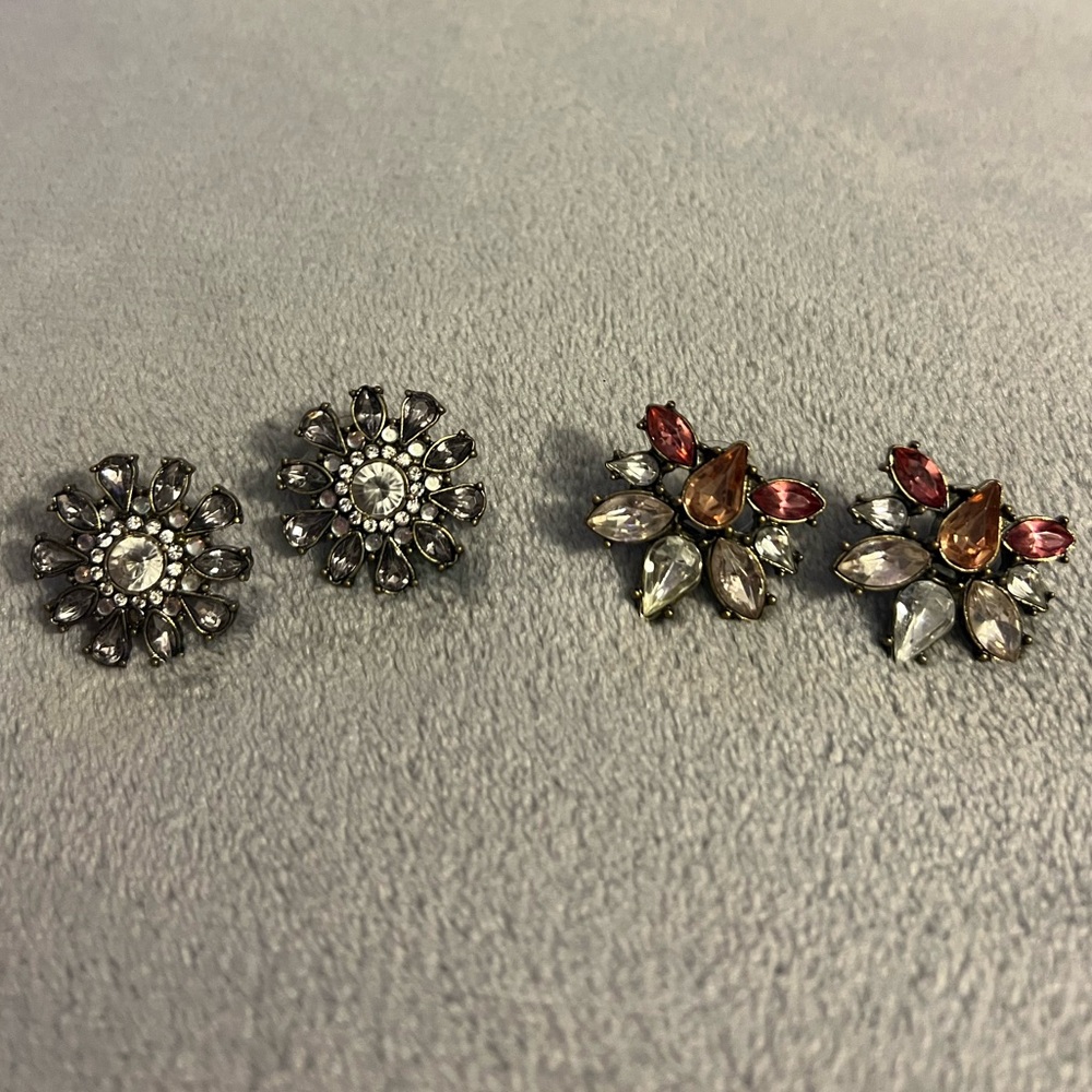 Bundle of BaubleBar Rhinestone Earrings Multicolor White Party